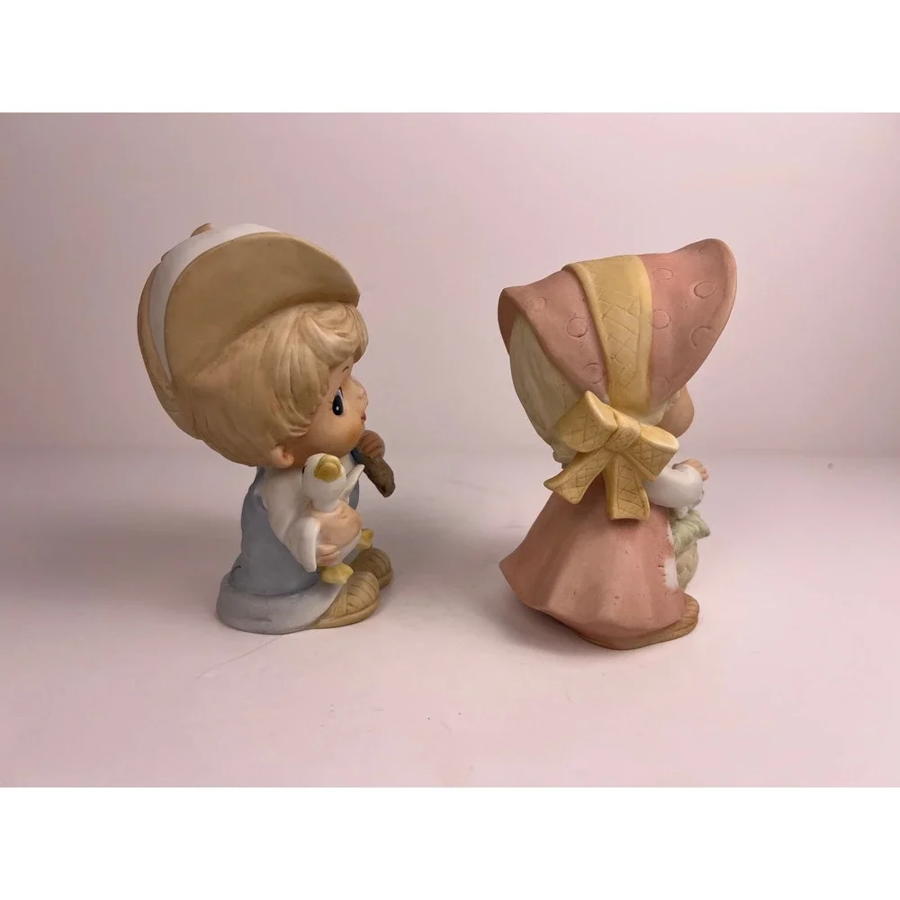 Vintage Homco Boy &‎ Girl Figurines 1418 with Lamb Sheep Ducks